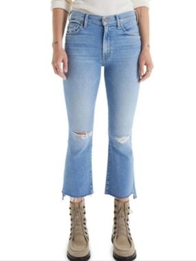 MOTHER The Insider Crop Step Fray Hem Jeans in Thrilling Shots Size 28